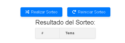 Captura del sorteo realizado